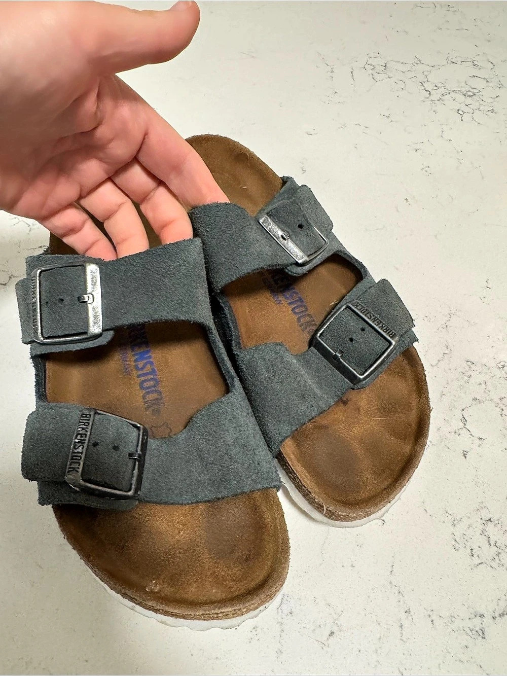 Birkenstock Arizona Soft Footbed Suede Sandals Gray EU 39